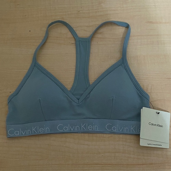 NWT Calvin Klein Light Blue Racerback Bralette lightly lined size S small - Picture 1 of 4